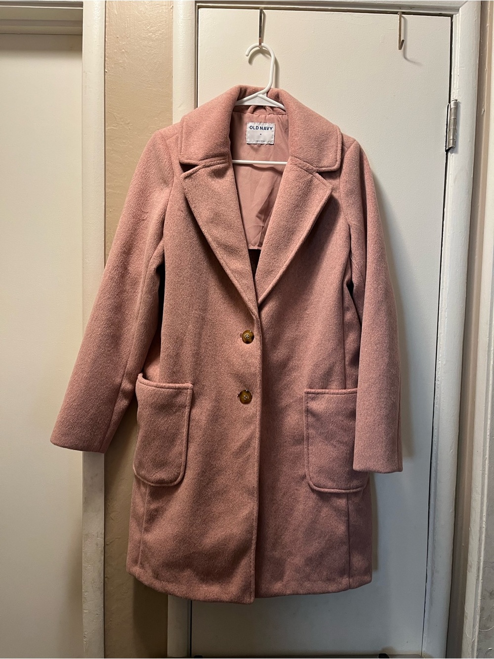 Old Navy Dusty Pink Wool-Blend Pea Coat
